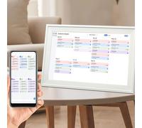 KIMISS Calendrier Numérique Intelligent, Planificateur Familial à écran Tactile de 18,5 Pouces avec Cadre Photo WiFi, écran LCD 1366 X 768, Tableau des Tâches Partagées, Planification des (Prise UE)