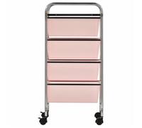 KIMISS Chariot de rangement mobile à 4 tiroirs Rose Plastique-LEF