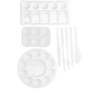 KIMISS Ensemble de 8 Grattoirs et Palettes de Peinture en Plastique - Outils de Peinture Faciles à Nettoyer et Réutilisables pour l'aquarelle, l'acrylique et les Arts Mixtes