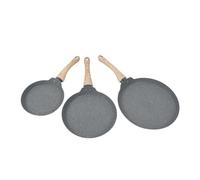 KIMISS Ensemble de Poêles à Frire Antiadhésives-3 Tailles de Poêles en Pierre Maifan avec Manche en Bois pour la Cuisson, Parfaites pour les œufs, les Crêpes et Plus Encore