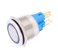 KIMISS Interrupteur à Bouton-poussoir de 22 Mm - 2 Boutons Momentanés étanches IP65 pour Applications DC12-24 V avec Indicateur LED (BLUE)