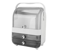 KIMISS Organisateur de Maquillage et Vitrine de Cosmétiques - Support de Soins de la Peau à 2 Tiroirs pour Comptoir de Salle de Bain, Design Compact avec Couvercle Anti-poussière (Grand)