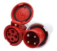 KIMISS Prise Industrielle Triphasée 4 Broches IP67 Étanche Rouge 380V-415V 63A 3P+E W Bloc-Terminal