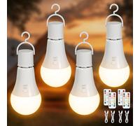 Kimjo 7 W E27 Ampoule Rechargeable avec Telecommande, 3 Couleur, Lot de 2 | Batterie Ampoule, Sans Fil, Sans Electricite, Dimmable, Chargement USB-C, Contrôle des Boutons, Funzione Timer