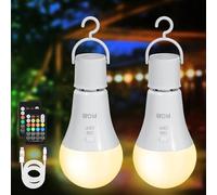 Kimjo E27 Ampoule Rechargeable avec Telecommande, 3 Couleur & RGB, Lot de 2