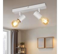 Kimjo Luminaire Plafonnier LED 2 Spots, E27 Rampe Spots de Plafond Blanc | E27 Plafonnier Spot/Applique Murale Intérieure, Moderne Éclairage de Plafond Orientables pour Salon Chambre, Sans Ampoules