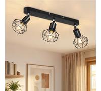Kimjo Luminaire Plafonnier LED Noir, E14 Rampe Spots de Plafond 3 Spots