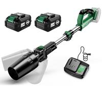 KIMO Souffleur de feuilles sans fil avec batterie et chargeur, 310 000 tr/min, perche télescopique de 94 cm, 750 CFM, 280 km/h, 3 vitesses avec panneau intelligent, léger, 1,1 kg, 2 souffleurs de