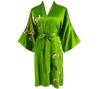 Kimono court pour femmes Ledamon, peignoir en 100% soie (vert fruit)
