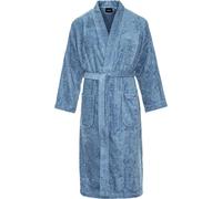 Kimono-peignoir Unyqoos® COMVIE en 100% coton éponge, long, uni, taille L/XL, couleur bleu denim, 360 g, avec ceinture à nouer et poches