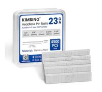 KIMSING Lot de 4 500 clous à épingler sans tête en acier inoxydable de calibre 23, 5 tailles assorties (1,27 cm, 1,9 cm, 2,5 cm, 4,5 cm, 4,5 cm, 4,5 cm)