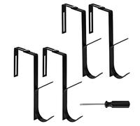 KINBOM 4pcs Crochet de Porte sans Percage, Réglables Métal Double Cubicle Hooks Hangers avec un tournevis cruciforme Universal Cloison Hanger Set pour Panneaux de 3,54 x 9cm d'Épaisseur (Noir)