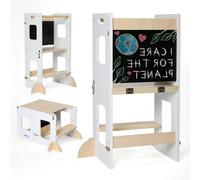 Kinder Keukentoren - Tabouret Montessori - Pour jouer de manière autonome - 3 fonctions en 1 - Profondeur : 30 cm - Blanc