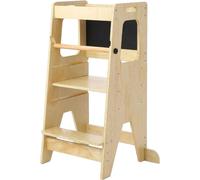Kinder Küchen-Tritthocker 3-en-1 - Tour d'observation pour tout-petits - Tableau noir - Plateforme en bois antidérapante, capacité de 68 kg - Rembourrée - Finition bois