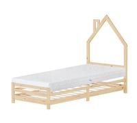 Kinderbett mit Matratze Jugendbett Einzelbett Kiefernholz Lattenrost 90 x 200 cm
