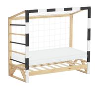 ML-Design Lit Enfant But de Football Handball 70x140 cm avec Matelas, en Bois Massif, Sommier à Lattes, Échelle d'escalade et Filet, Couchage au Sol Junior Fille Garçon Chambre à Coucher, Thème Sport