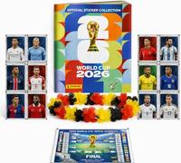 Kinderfreund XXL Set Collection Coupe du Monde 2026 - Album Panini + Stickers à Coller, Calendrier des Matchs & Collier de Fleurs Allemagne, Bundle XXL (1 Pochette / 13 Stickers)