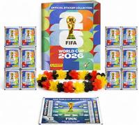Kinderfreund XXL Set Collection Coupe du Monde 2026 - Album Panini + Stickers à Coller, Calendrier des Matchs & Collier de Fleurs Allemagne, Bundle XXL (50 Pochettes / 350 Stickers)