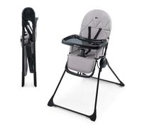 Kinderkraft Chaise haute BINCI pliable ultralégère 5 kg, plateau réglable, harnais 5 points Gris