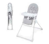 Kinderkraft BINCI Chaise Haute Pliable, 5 kg, Repose-pieds, Gris Clair
