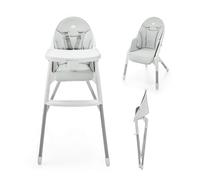Kinderkraft Chaise haute 2en1 DINNLY – Pliante, Harnais 5 points, Réglable – Gris