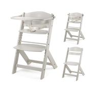 Kinderkraft Chaise haute ENOCK – 3-en-1 évolutive en bois naturel, réglable, beige