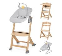 Kinderkraft ENOCK Chaise Haute + Transat CALMEE, Bois Naturel, Évolutive
