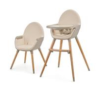 Kinderkraft Chaise haute bébé FINI 2 – 2 en 1, évolutive réglable, plateau, lavable, 20kg, Beige