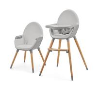 Kinderkraft FINI 2 Chaise Haute Bébé, 2 en 1, Fauteuil Enfant, Chaise Enfant, Puericulture Bébé, Évolutive, Réglable, Avec Plateau, Solide, Design Universel, Facilement lavable, 20kg, Gris