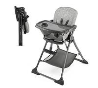 Kinderkraft FOLDEE Chaise Haute pour Bébé Ergonomique, Confortable, Inclinable, Pliable, Réglage Du Dossier, Repose-Pieds, Avec Plateau, pour Tout-Petit, de 6 Mois à 3 Ans, Gris
