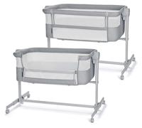 Kinderkraft Lit d'appoint 2en1 NESTEE UP 2 - Lit d'enfant, matelas en kit, réglage de l'inclinaison à 2 niveaux, gris clair
