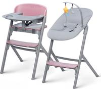 Kinderkraft LIVY 4-in-1 - Chaise haute avec transat - siège et repose-pieds réglables - jusqu'à 110 kg - ergonomique - design moderne - rose