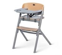 Kinderkraft LIVY, Chaise haute 3 en 1 évolutive en bois de chêne, siège et repose-pieds réglables, plateau antidérapant lavable, ceinture 5 points, 6 mois-110 kg, wood