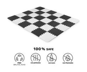Kinderkraft LUNO, Tapis en mousse 1er age, Puzzle bébé, Noir et blanc Noir G