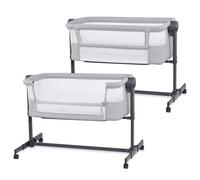 Kinderkraft NESTEE UP 2 - Lit d'appoint 2 en 1 - 5 niveaux de hauteur - matelas inclinable - 4 roues - facile à nettoyer - matelas inclus - Gris