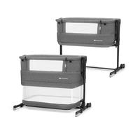 Lit Bébé Nestee Grow 2 3 En 1 Pliable Avec Matelas, Berceau Cododo, Roulettes, Sangles De Fixation Gris Foncé Gris Foncé 50X90