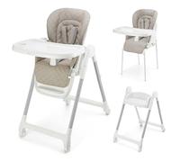 Kinderkraft TULO Chaise haute pour bébé 3-in-1, ergonomique, confortable, inclinable, pliable, avec repose-pieds réglable, 5 positions de hauteur, jusqu’à 25kg, De 6 mois environ jusqu’à 5 ans, Beige