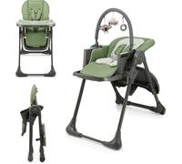 Kinderkraft TUMMIE 2-en-1 chaise d'alimentation - pliable - réglable en hauteur - fonction couchage - 7 niveaux d'adaptation de la hauteur - double plateau - dès la naissance - vert
