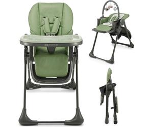 Kinderkraft TUMMIE 2-en-1 chaise d'alimentation - pliable - réglable en hauteur - fonction couchage - 7 niveaux d'adaptation de la hauteur - double plateau - dès la naissance - vert