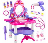 Kinderplay Coiffeuse Enfant | Table de Maquillage - Fonction de Lumièreavec Tabouret, lumière et Son, Dimensions Coiffeuse Enfant Fille 44,5 x 10,5 x 60,5 cm, KP2798
