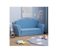 vidaXL Canapé‑lit enfants 2 places – Dossier et accoudoirs, lit d'invité – Bleu peluche