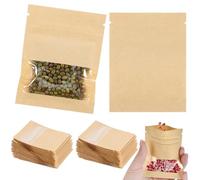 Kinesgsg 100 Pièces Mini Enveloppe, Mini Sac de Graines avec Fenêtre Transparente, Enveloppes de Graines Kraft, Semences Sacs avec Fermeture Éclair, pour L'argent, Les Graine, Cookies