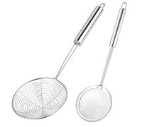 Kinesgsg 2 Pièces Passoire, Écumoire Acier Inoxydable, Araignée de Cuisine avec une Longue Poignée, Passoire Araignée Facile à Nettoyer, Écumoire à Mailles Fines, Résidus de Filtre, Graisse, Mousse