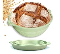 Kinesgsg Panier de Fermentation, Paniers à Pain en Silicone, Paniers à Pain Pliable, Banneton pour Pains Facile à Nettoyer, Banneton Vert, Panier Pains Rond, pour Fabrication de Tous Types Painss