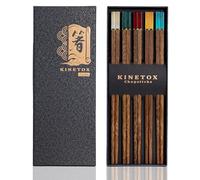 KINETOX Baguette Bois 5Paires Baguettes Chinoise Coffret Cadeau Reutilisable Naturel Baguettes Utilisé Comme Cadeau D'anniversaire Déménagement Mariage Noël en Bois de Wengé