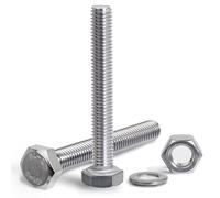 KINETOX Boulons à Tête Hexagonale M8x50mm Boulon Inox DIN 933 Boulons à Six Pans Avec joint écrous Acier Inoxydable A2 V2A Vis Entièrement Filetée de Bâtiments Assemblage de Meubles Bricolage 15 pack