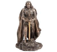 King Arthur debout Tirant l'épée dans la pierre Finition bronze Statue