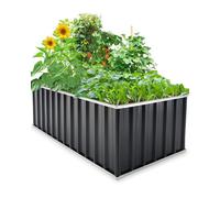 King Bird Jardinière surélevée d'extérieur en Acier galvanisé pour légumes à Racines Profondes, Fleurs, Grand kit de Plate-Bande surélevée (Gris foncé) 1,8 x 0,9 x 0,6 m