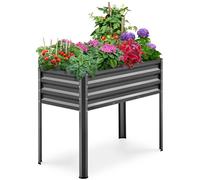 KING BIRD : jardinière surélevée en métal, bac à fleurs, kit de serre, bac à herbes aromatiques pour jardin, balcon ou terrasse, gris, 87 x 46 x 80 cm