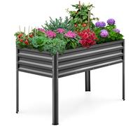 KING BIRD Potager surélevé en métal, kit de serre, bac à plantes, jardinière, parterre de fleurs pour jardin, terrasse, balcon, capacité de charge 181 kg, gris, 120 x 60 x 80